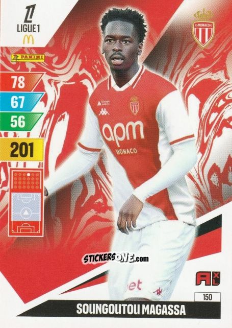 Figurina Soungoutou Magassa - Ligue 1 2024-2025. Adrenalyn XL n. 150 - Panini