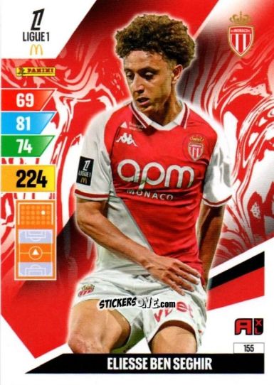 Sticker Eliesse Ben Seghir - Ligue 1 2024-2025. Adrenalyn XL n. 155 - Panini