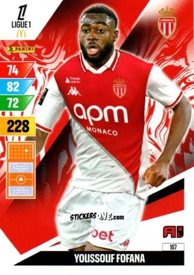Sticker Youssouf Fofana - Ligue 1 2024-2025. Adrenalyn XL n. 157 - Panini