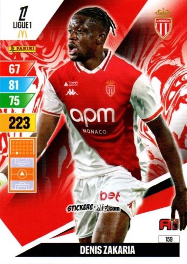 Sticker Denis Zakaria - Ligue 1 2024-2025. Adrenalyn XL n. 159 - Panini