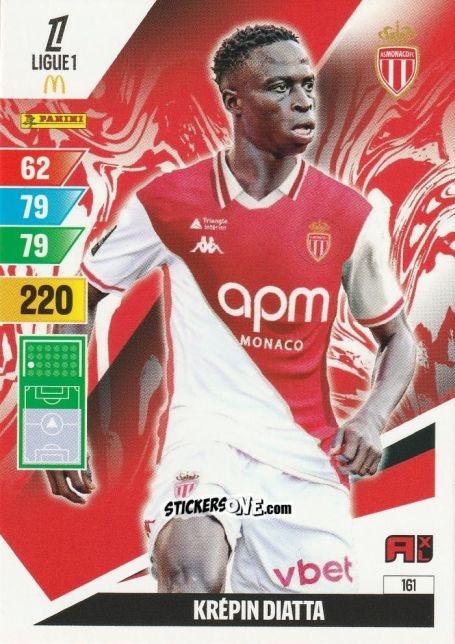 Cromo Krépin Diatta - Ligue 1 2024-2025. Adrenalyn XL n. 161 - Panini