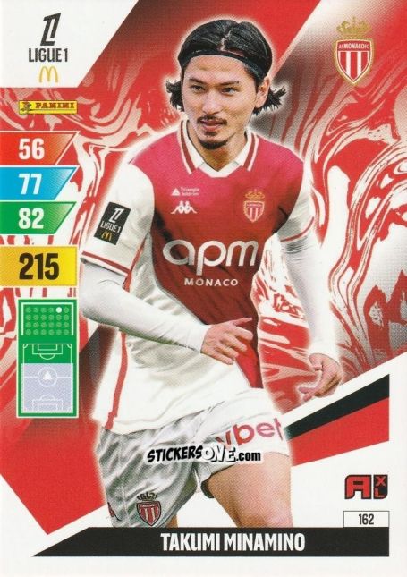 Figurina Takumi Minamino - Ligue 1 2024-2025. Adrenalyn XL n. 162 - Panini
