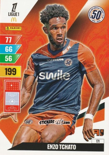 Sticker Enzo Tchato - Ligue 1 2024-2025. Adrenalyn XL n. 171 - Panini