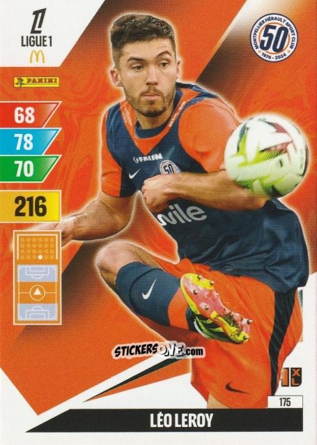 Sticker Léo Leroy - Ligue 1 2024-2025. Adrenalyn XL n. 175 - Panini