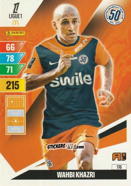 Sticker Wahbi Khazri - Ligue 1 2024-2025. Adrenalyn XL n. 176 - Panini
