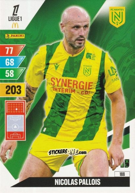 Sticker Nicolas Pallois - Ligue 1 2024-2025. Adrenalyn XL n. 188 - Panini