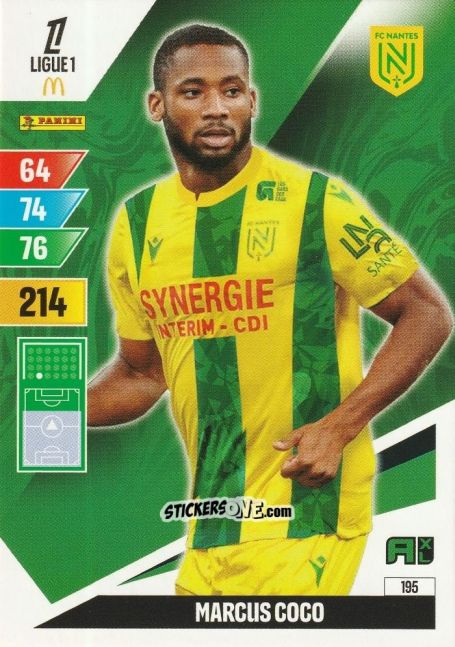 Cromo Marcus Coco - Ligue 1 2024-2025. Adrenalyn XL n. 195 - Panini