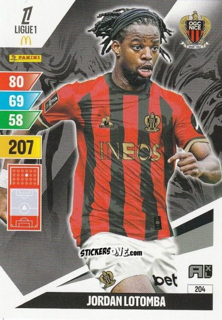 Cromo Jordan Lotomba - Ligue 1 2024-2025. Adrenalyn XL n. 204 - Panini