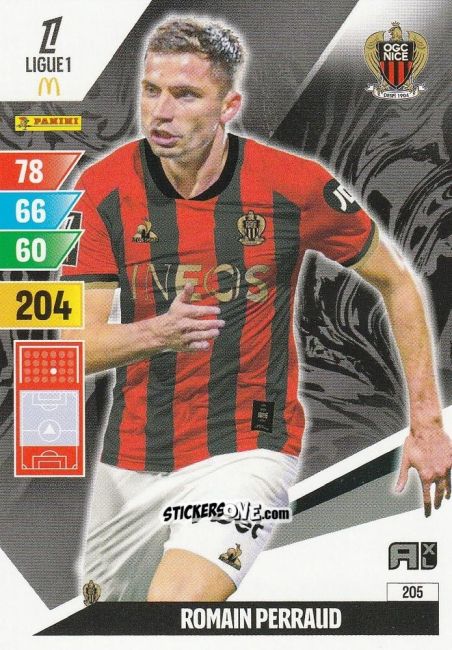 Sticker Romain Perraud - Ligue 1 2024-2025. Adrenalyn XL n. 205 - Panini
