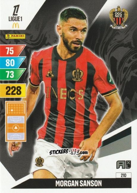 Sticker Morgan Sanson - Ligue 1 2024-2025. Adrenalyn XL n. 210 - Panini