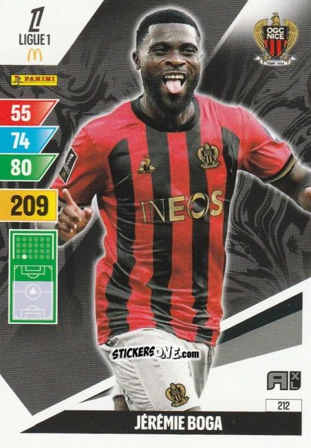 Sticker Jérémie Boga - Ligue 1 2024-2025. Adrenalyn XL n. 212 - Panini