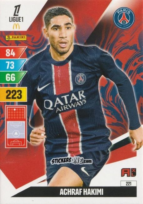 Cromo Achraf Hakimi - Ligue 1 2024-2025. Adrenalyn XL n. 221 - Panini