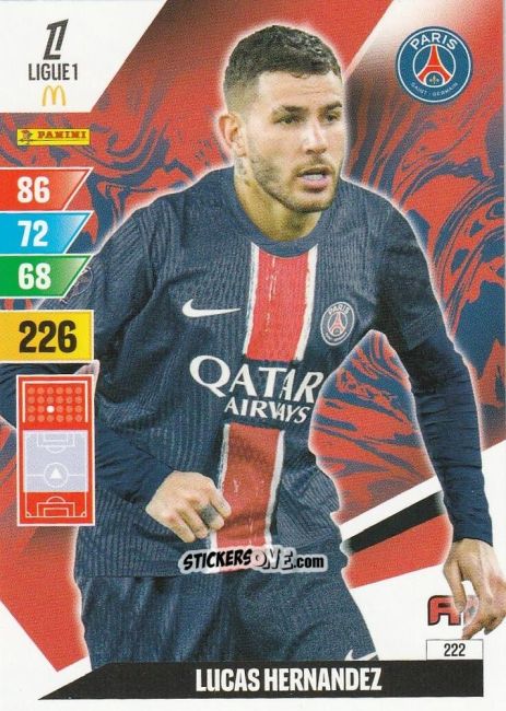 Cromo Lucas Hernandez - Ligue 1 2024-2025. Adrenalyn XL n. 222 - Panini
