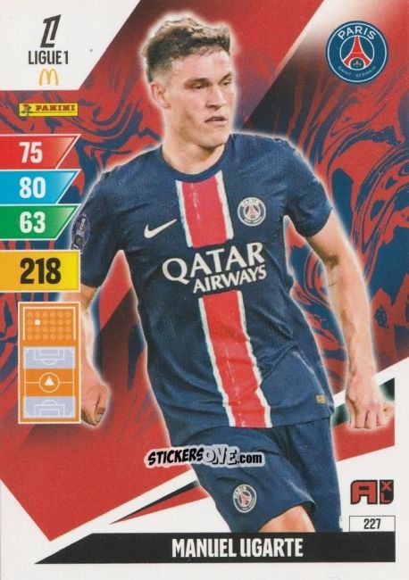 Cromo Manuel Ugarte - Ligue 1 2024-2025. Adrenalyn XL n. 227 - Panini