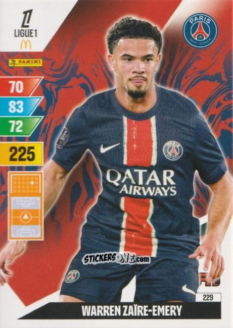 Cromo Warren Zaîre-Emery - Ligue 1 2024-2025. Adrenalyn XL n. 229 - Panini