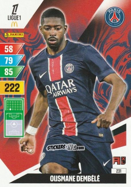 Figurina Ousmane Dembele - Ligue 1 2024-2025. Adrenalyn XL n. 231 - Panini