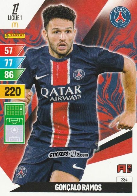 Cromo Goncalo Ramos - Ligue 1 2024-2025. Adrenalyn XL n. 234 - Panini