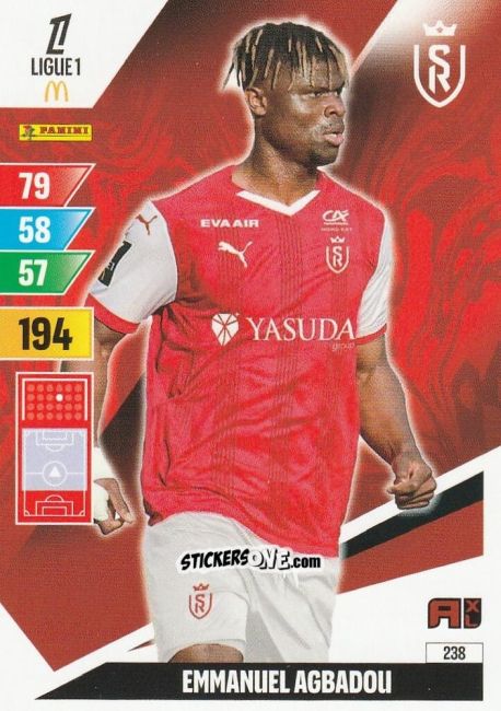 Sticker Emmanuel Agbadou - Ligue 1 2024-2025. Adrenalyn XL n. 238 - Panini
