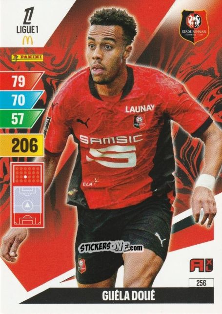 Sticker Guela Doué - Ligue 1 2024-2025. Adrenalyn XL n. 256 - Panini