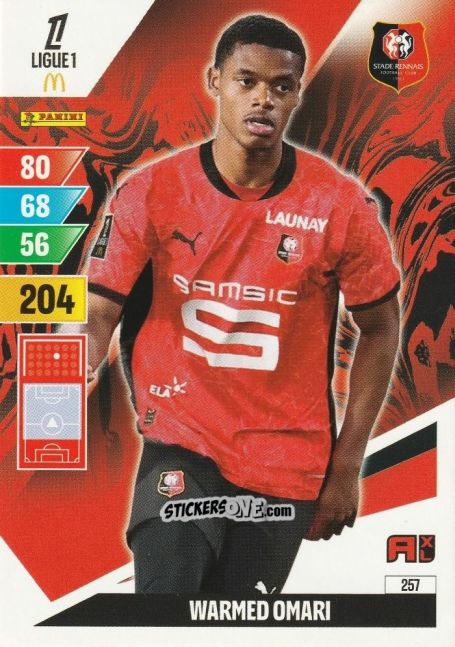 Sticker Warmed Omari - Ligue 1 2024-2025. Adrenalyn XL n. 257 - Panini