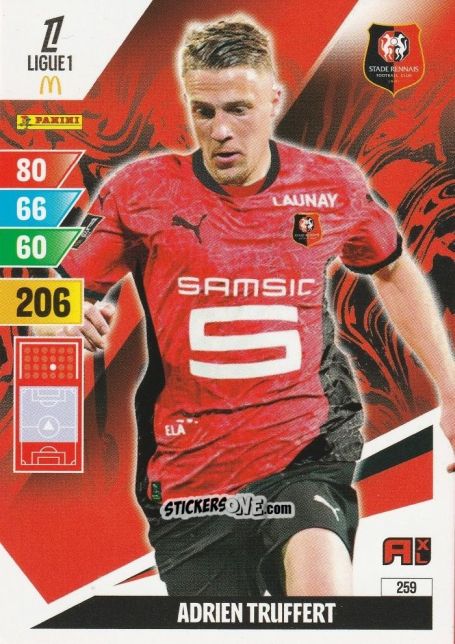 Sticker Adrien Truffert - Ligue 1 2024-2025. Adrenalyn XL n. 259 - Panini