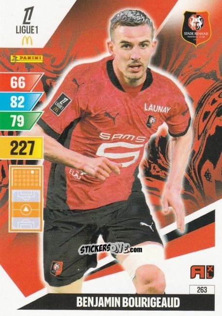 Figurina Benjamin Bourigeaud - Ligue 1 2024-2025. Adrenalyn XL n. 263 - Panini