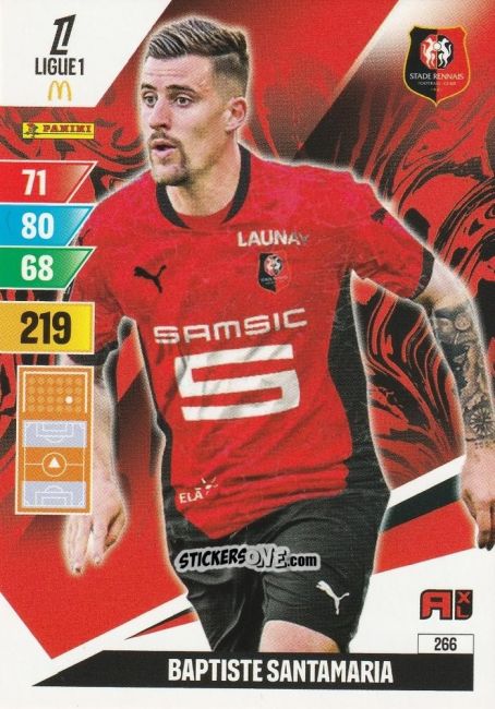 Sticker Baptiste Santamaria - Ligue 1 2024-2025. Adrenalyn XL n. 266 - Panini