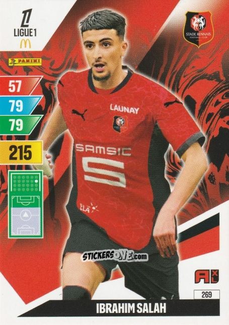 Sticker Ibrahim Salah - Ligue 1 2024-2025. Adrenalyn XL n. 269 - Panini