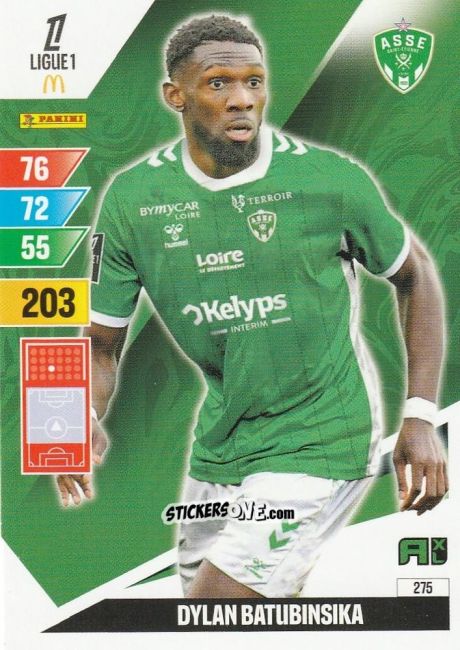 Sticker Dylan Batsubinsika - Ligue 1 2024-2025. Adrenalyn XL n. 275 - Panini
