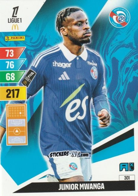 Sticker Junior Mwanga - Ligue 1 2024-2025. Adrenalyn XL n. 301 - Panini