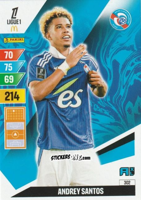 Figurina Andrey Santos - Ligue 1 2024-2025. Adrenalyn XL n. 302 - Panini