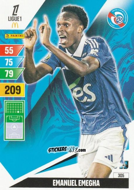 Sticker Emanuel Emegha - Ligue 1 2024-2025. Adrenalyn XL n. 305 - Panini