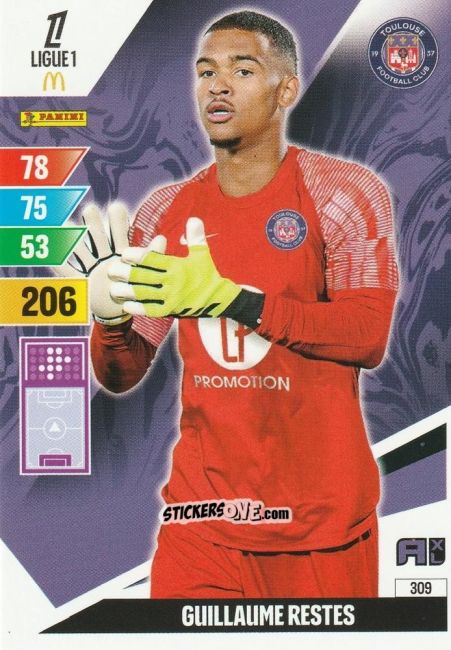 Cromo Guillaume Restes - Ligue 1 2024-2025. Adrenalyn XL n. 309 - Panini