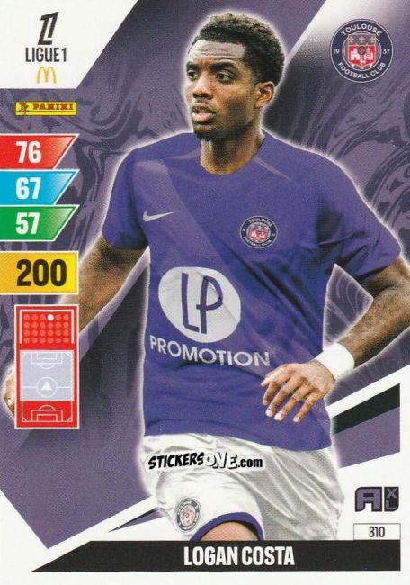 Figurina Logan Costa - Ligue 1 2024-2025. Adrenalyn XL n. 310 - Panini