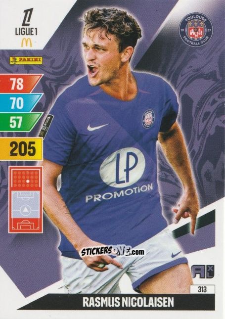Figurina Rasmus Nicolaisen - Ligue 1 2024-2025. Adrenalyn XL n. 313 - Panini