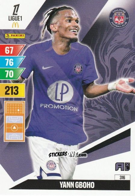 Figurina Yann Gboho - Ligue 1 2024-2025. Adrenalyn XL n. 316 - Panini