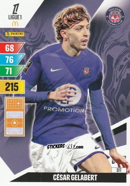 Cromo César Gelabert - Ligue 1 2024-2025. Adrenalyn XL n. 317 - Panini