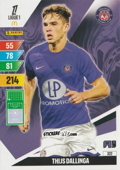 Figurina Thijs Dallinga - Ligue 1 2024-2025. Adrenalyn XL n. 322 - Panini