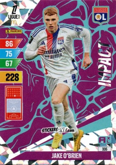 Sticker Jake O'Brien - Ligue 1 2024-2025. Adrenalyn XL n. 335 - Panini