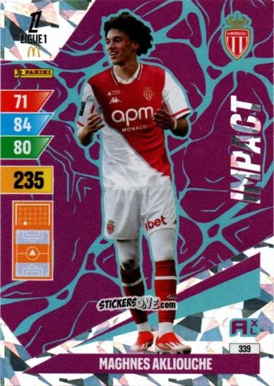 Sticker Maghnes Akliouche - Ligue 1 2024-2025. Adrenalyn XL n. 339 - Panini