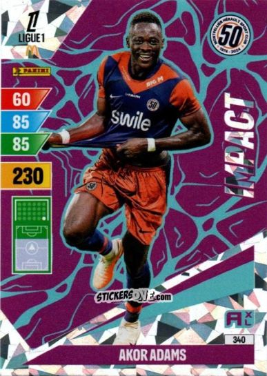 Sticker Akor Adams - Ligue 1 2024-2025. Adrenalyn XL n. 340 - Panini