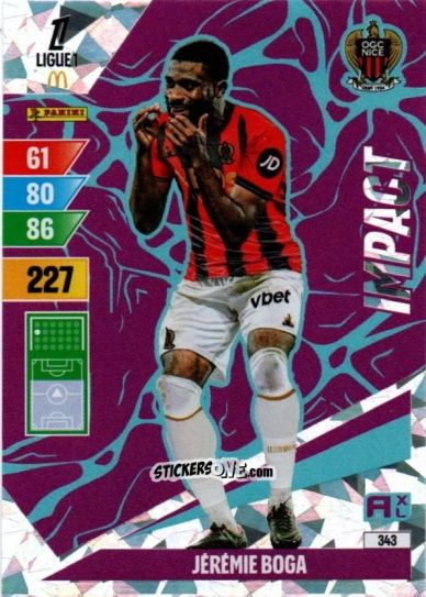 Sticker Jérémie Boga - Ligue 1 2024-2025. Adrenalyn XL n. 343 - Panini