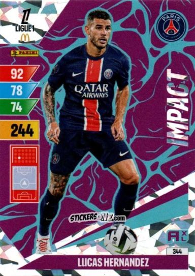 Sticker Lucas Hernandez - Ligue 1 2024-2025. Adrenalyn XL n. 344 - Panini