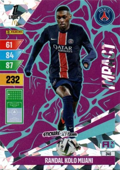 Cromo Randal Kolo Muani - Ligue 1 2024-2025. Adrenalyn XL n. 345 - Panini