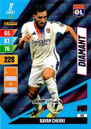 Sticker Rayan Cherki - Ligue 1 2024-2025. Adrenalyn XL n. 362 - Panini