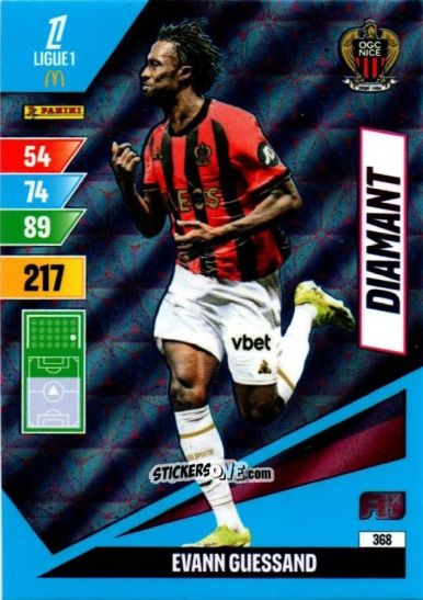 Sticker Evann Guessand - Ligue 1 2024-2025. Adrenalyn XL n. 368 - Panini