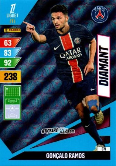 Cromo Goncalo Ramos - Ligue 1 2024-2025. Adrenalyn XL n. 371 - Panini