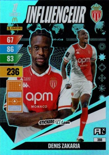 Sticker Denis Zakaria - Ligue 1 2024-2025. Adrenalyn XL n. 388 - Panini