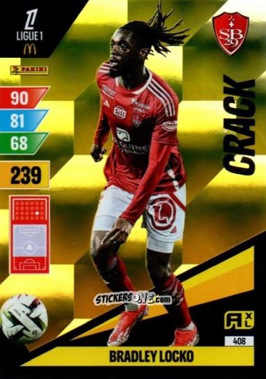 Figurina Bradley Locko - Ligue 1 2024-2025. Adrenalyn XL n. 408 - Panini