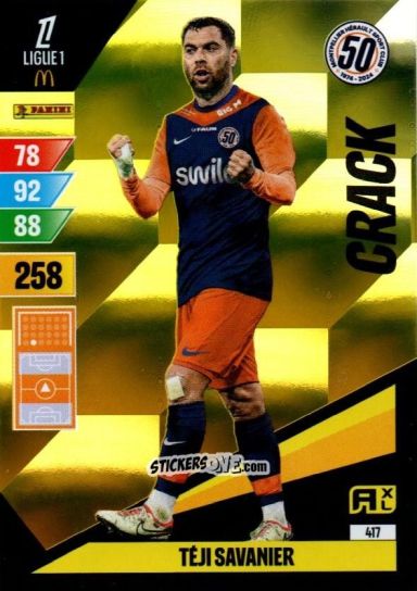 Figurina Téji Savanier - Ligue 1 2024-2025. Adrenalyn XL n. 417 - Panini